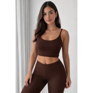 Conjunto Feminino Canelado Top + Shorts ✨